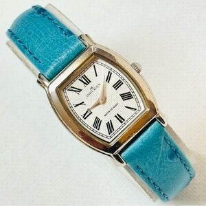 Vintage Anne Klein Ultra Thin Women's Dress Watch Silver Art Deco Homage 10/7553